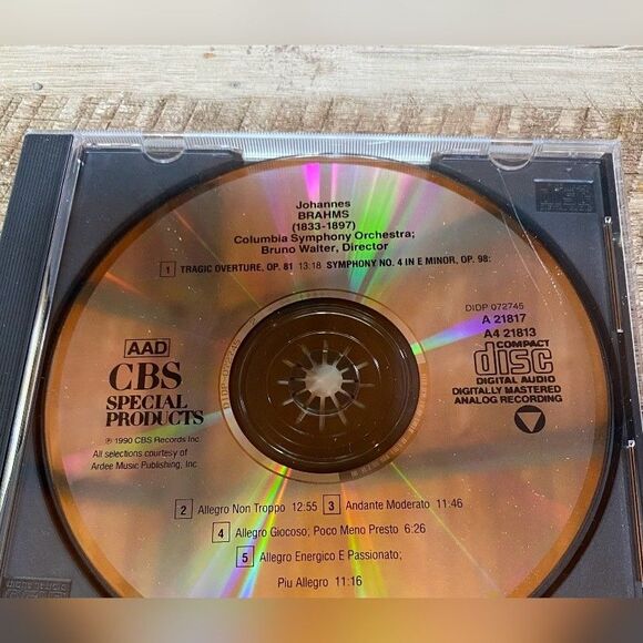 Brahms CD Tragic Overture Symphony No. 4 Bruno Walter Columbia Classical 1990 - Picture 2 of 2